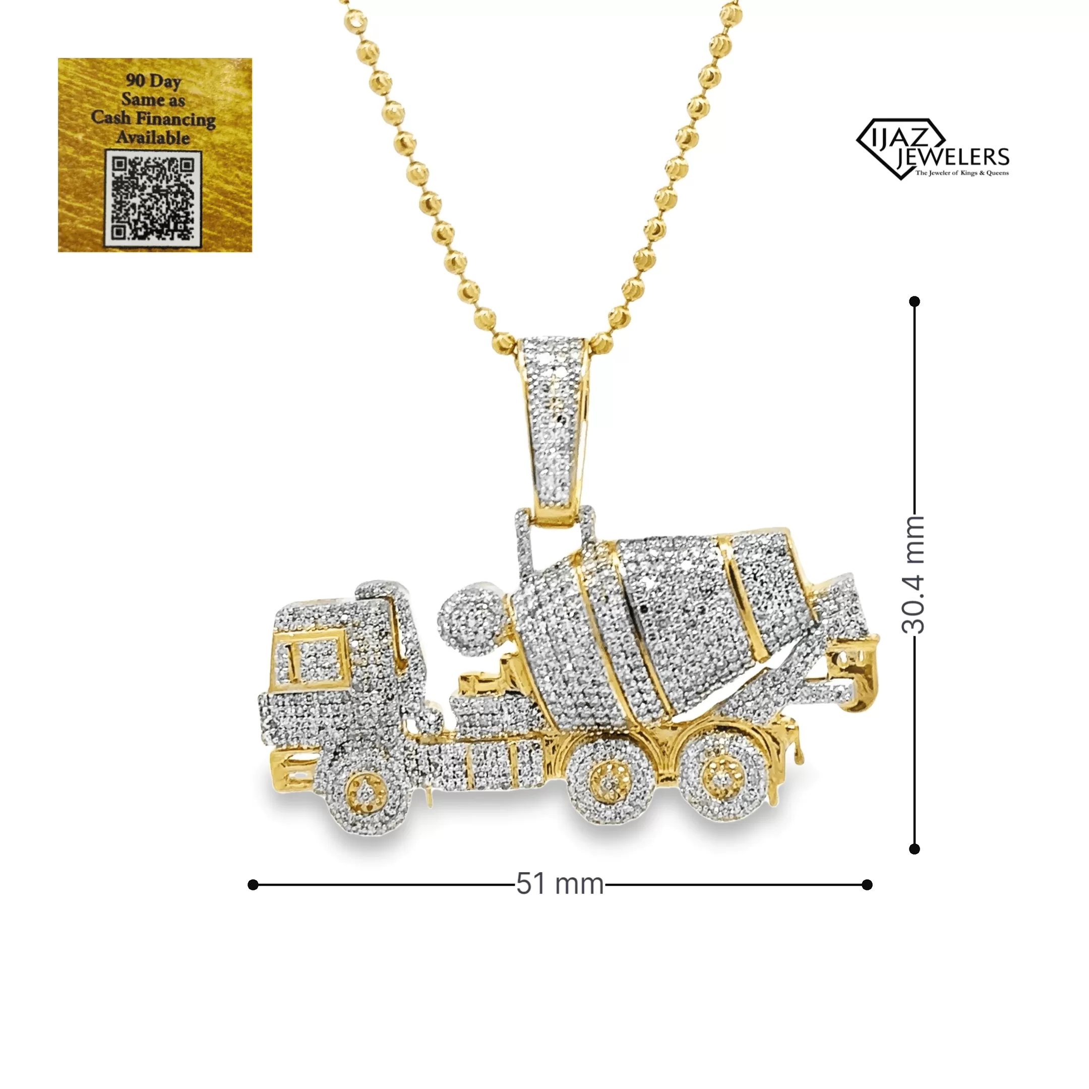 10K Gold 1.75 CTW Diamond Cement Mixer Charm