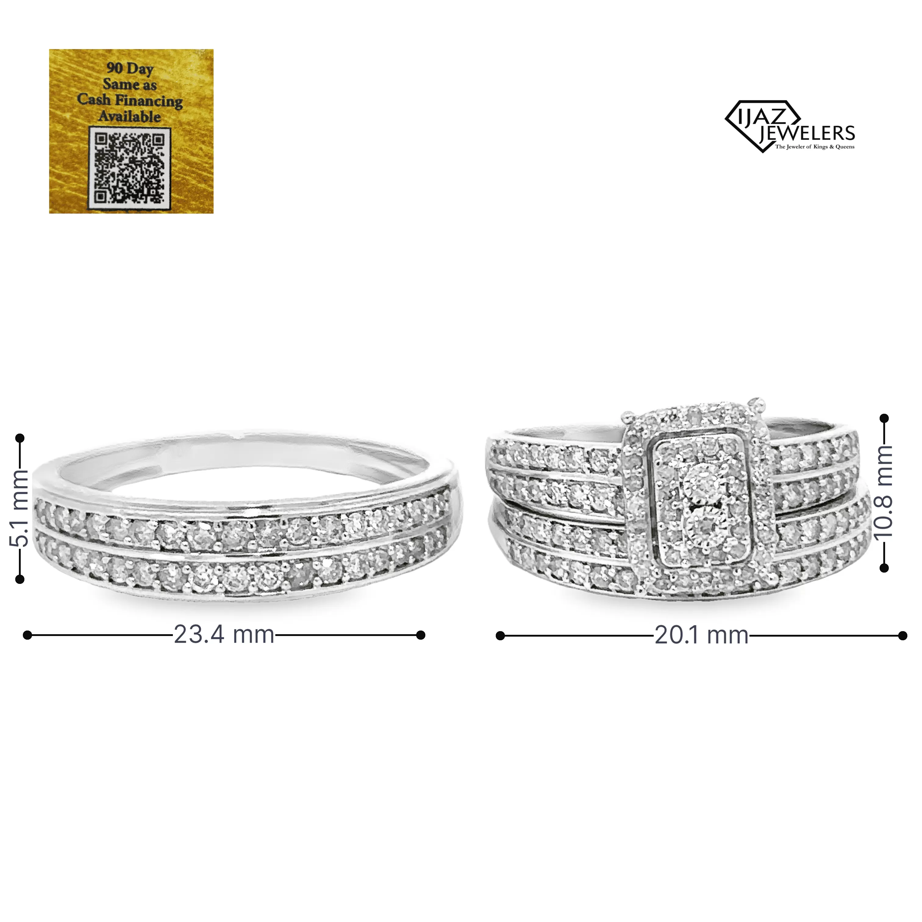 10K White Gold 1.25 CTW Diamond Wedding Trio Set