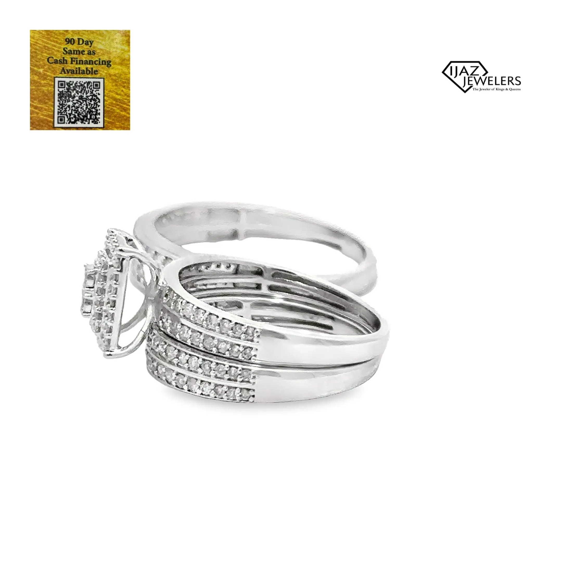 10K White Gold 1.25 CTW Diamond Wedding Trio Set