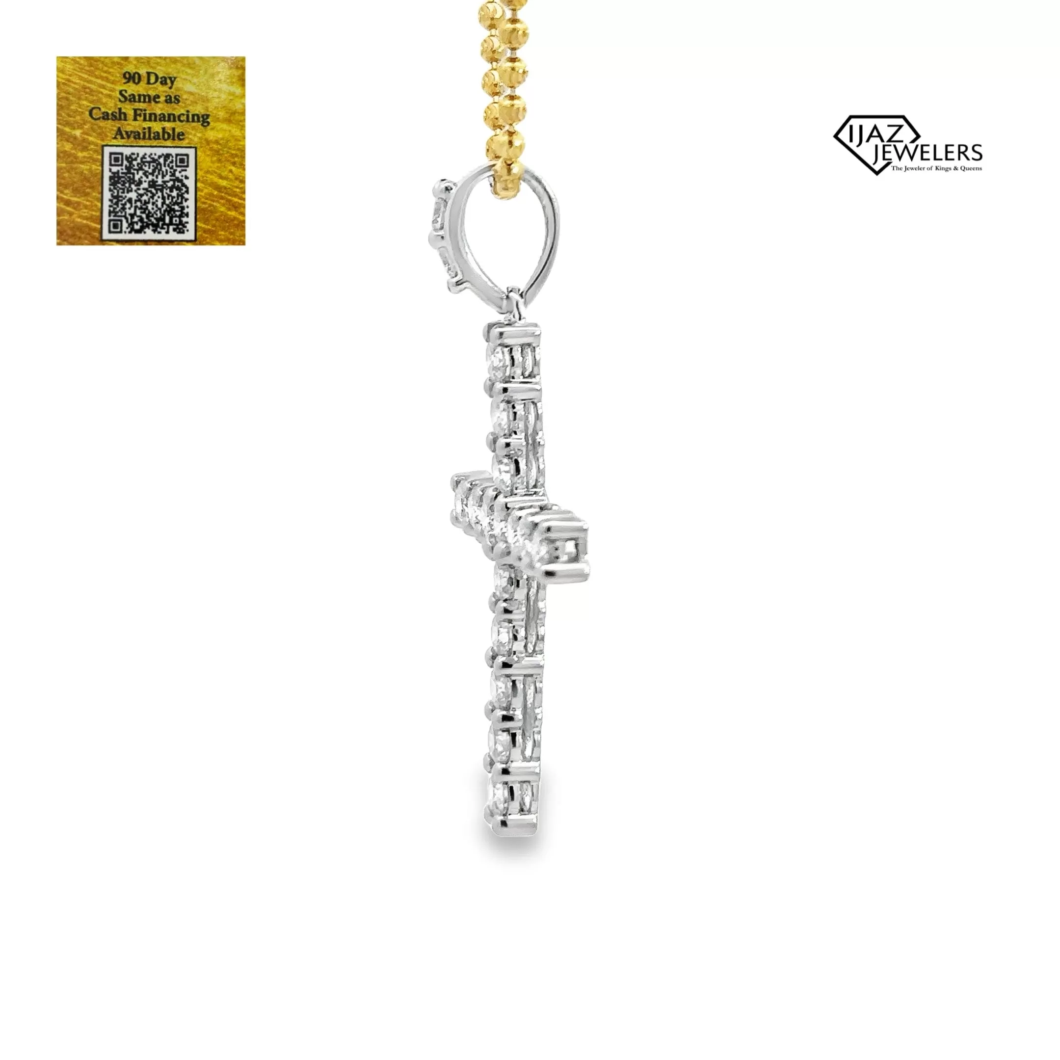 10K White Gold 2.54 CTW Diamond Cross Charm