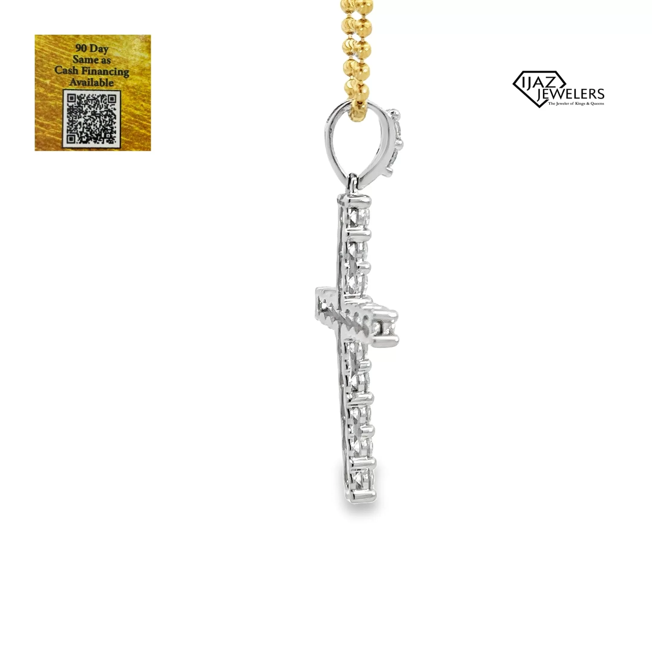 10K White Gold 2.54 CTW Diamond Cross Charm