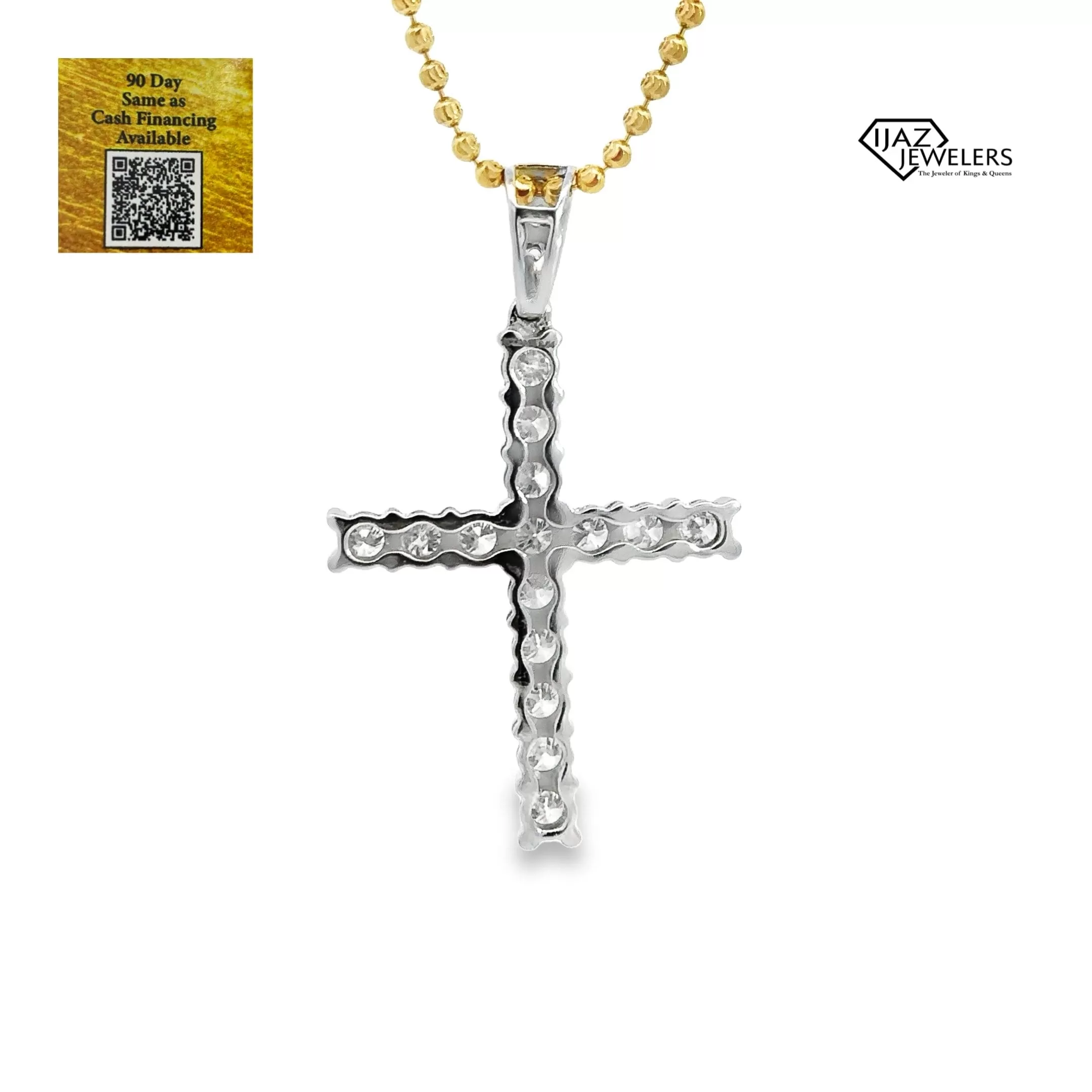 10K White Gold 2.54 CTW Diamond Cross Charm