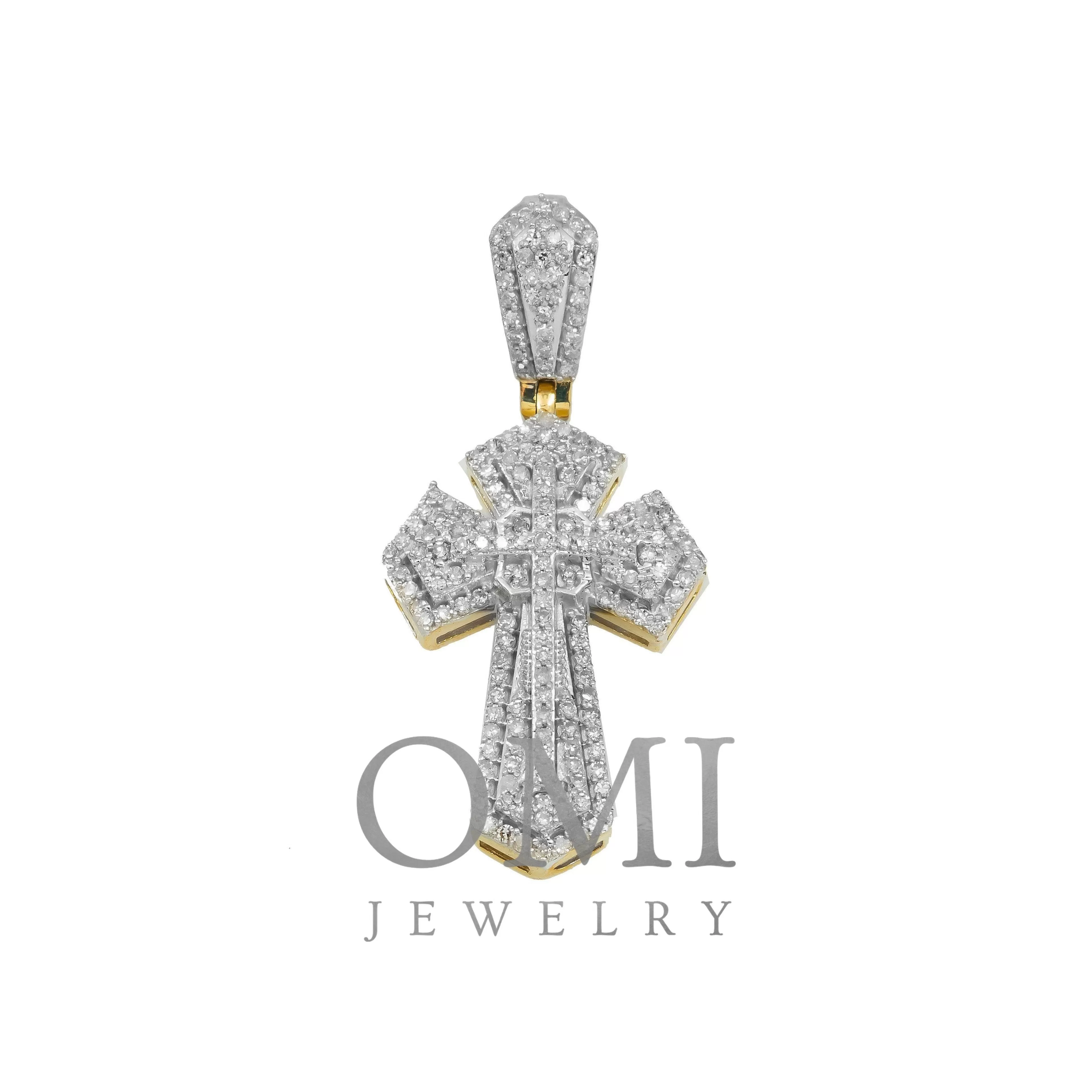 10K YELLOW GOLD DIAMOND 3D CROSS PENDANT 0.60 CT