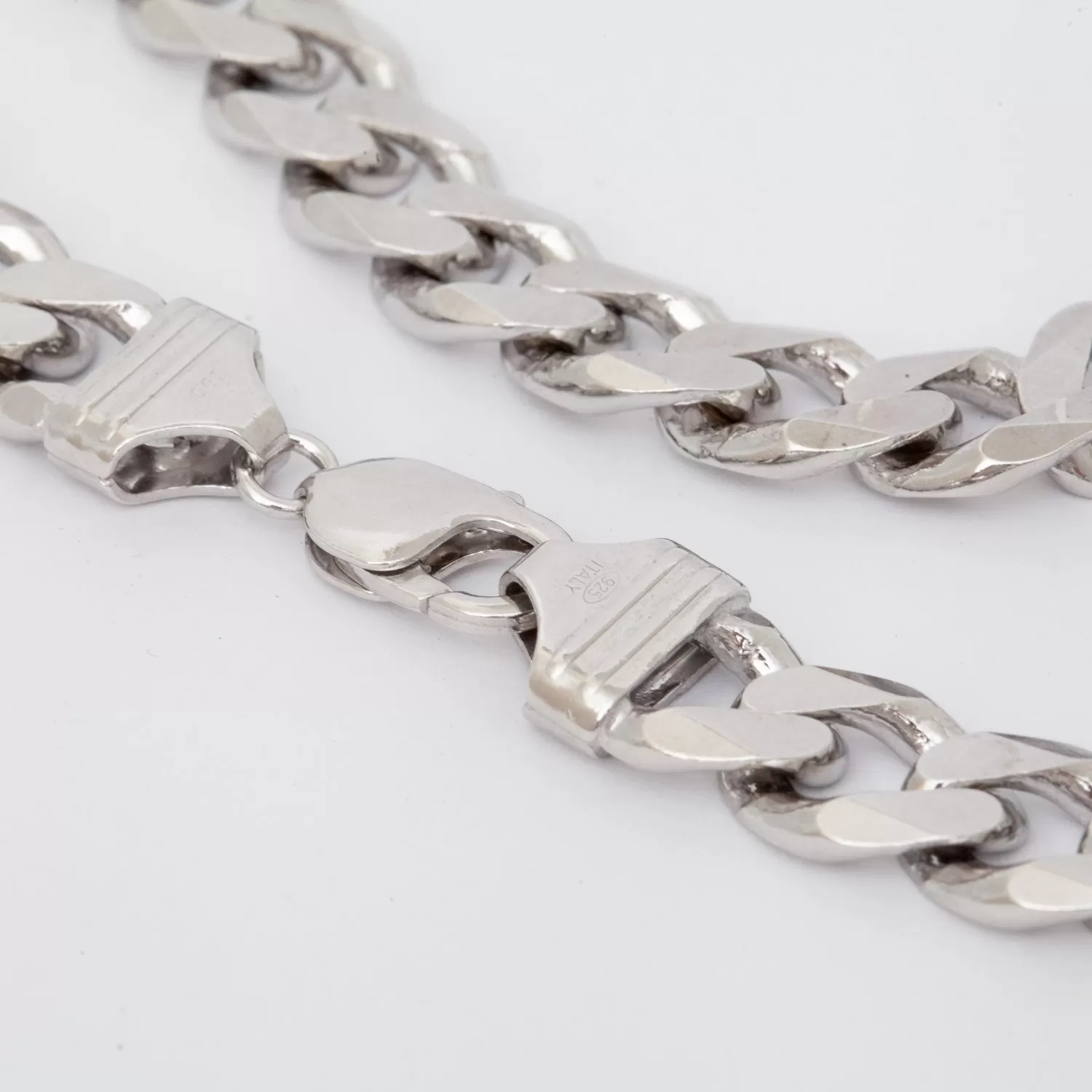 13mm Sterling Silver Rhodium-plated Curb Chain