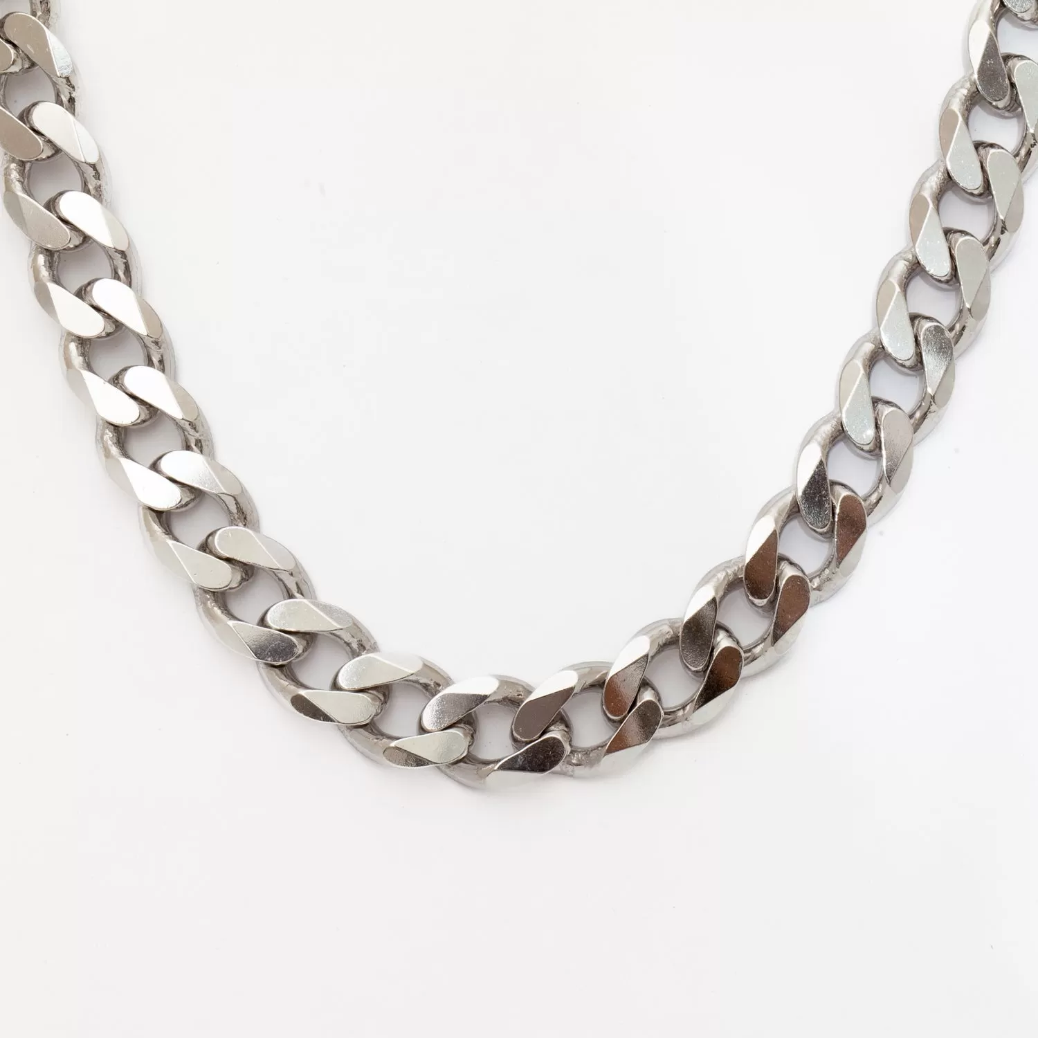 13mm Sterling Silver Rhodium-plated Curb Chain