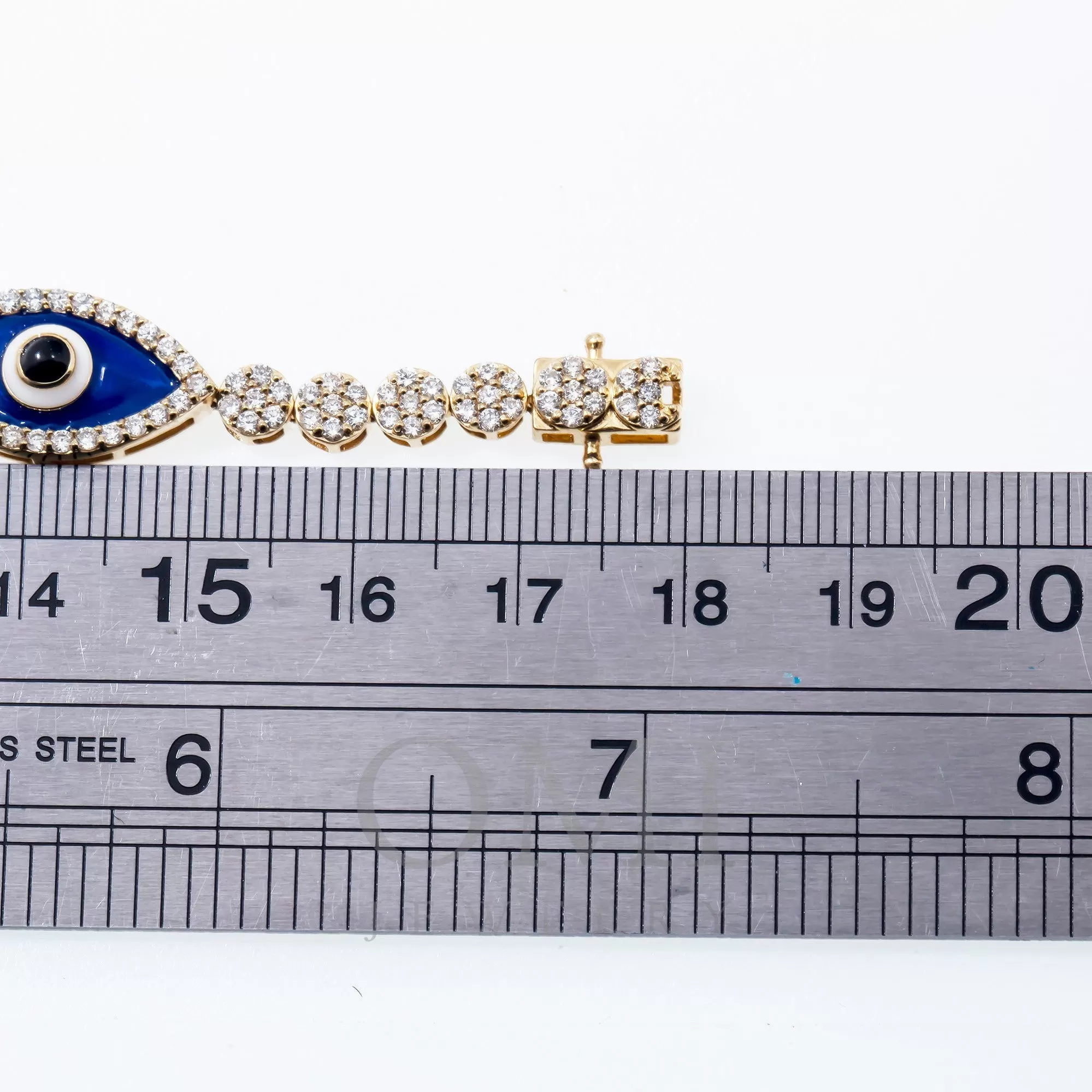 14K GOLD ROUND DIAMONDS EVIL EYE TENNIS BRACELET 3.50 CT