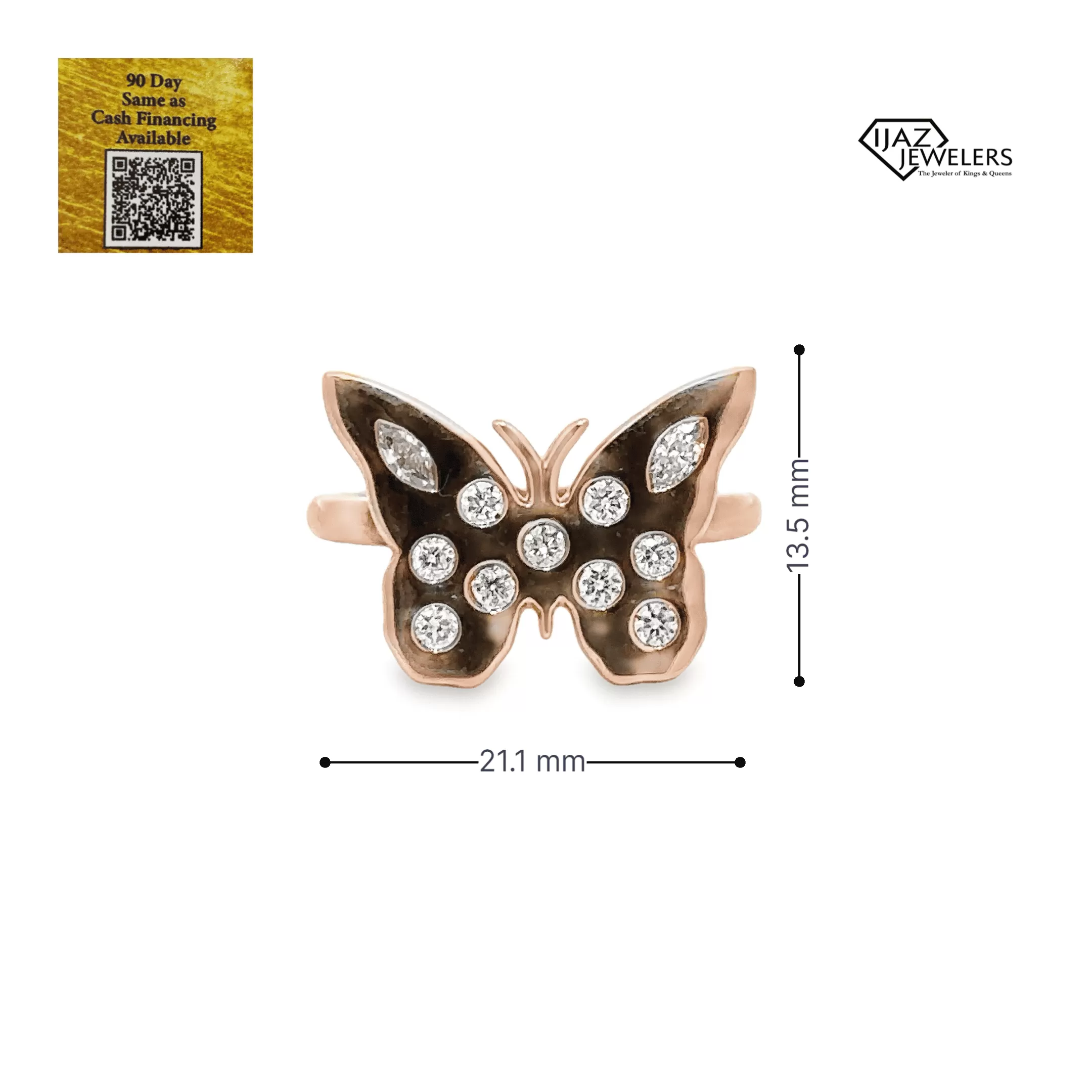 14K Rose Gold 0.38 CTW Diamond Butterfly Ring