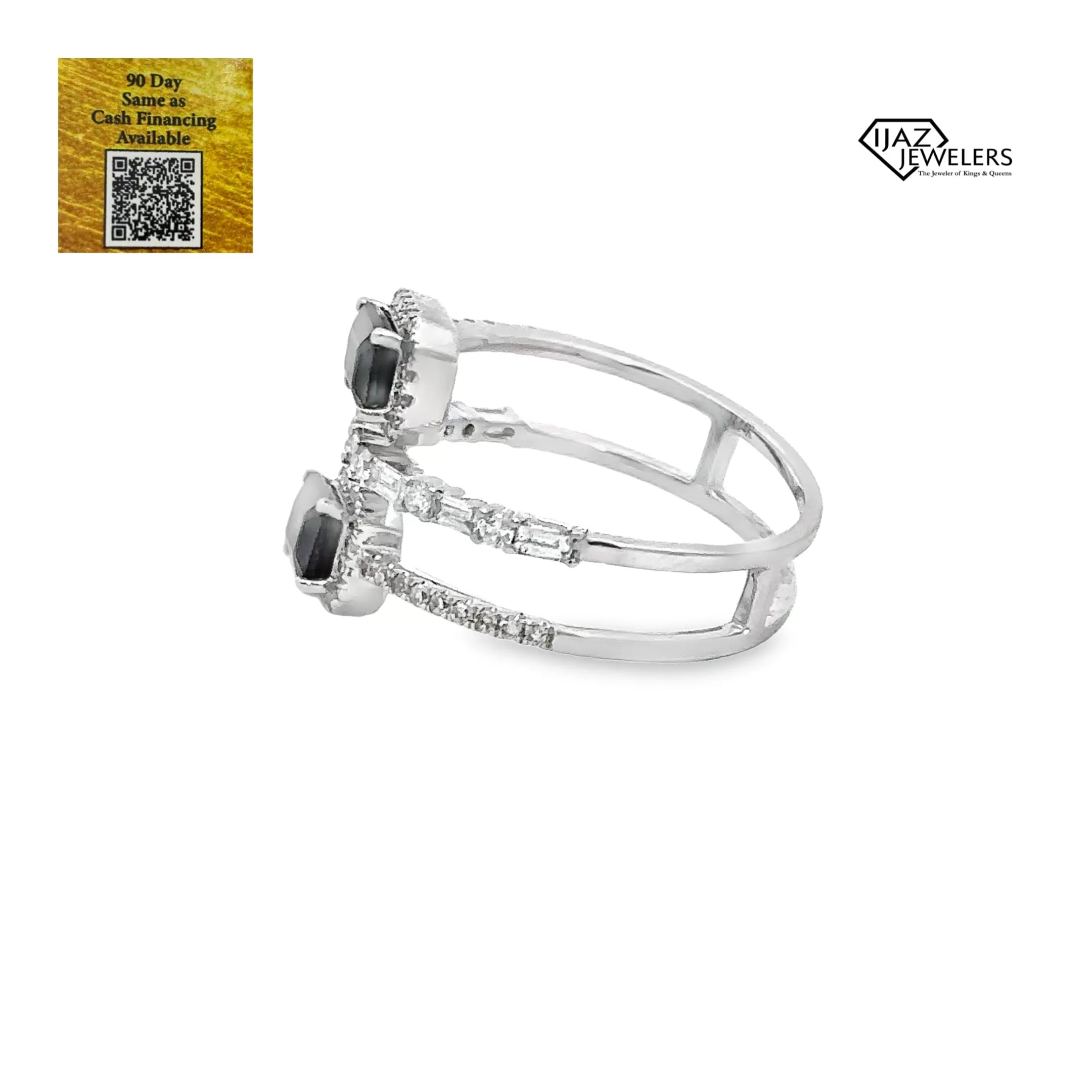 14K White Gold Diamond Sapphire Ring