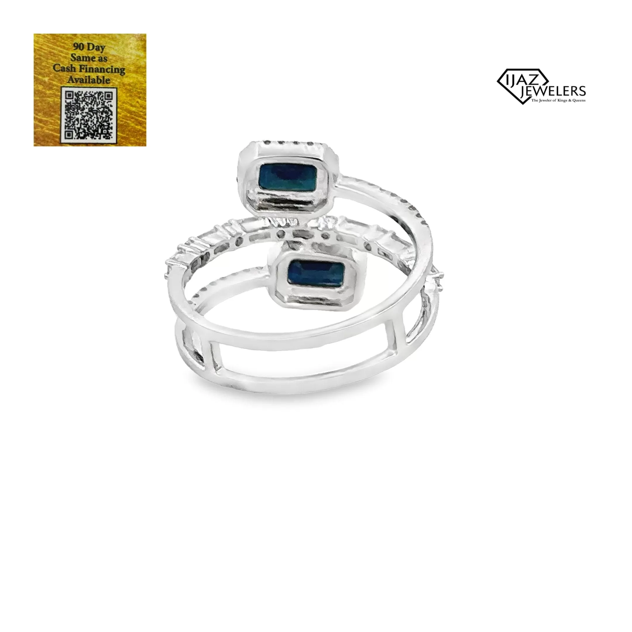 14K White Gold Diamond Sapphire Ring