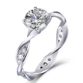 14k White Gold Moissanite Ring 1ct Center Stone