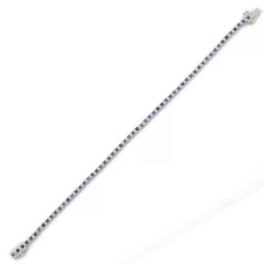 18K Gold Blue Sapphire Sleek Tennis Bracelet