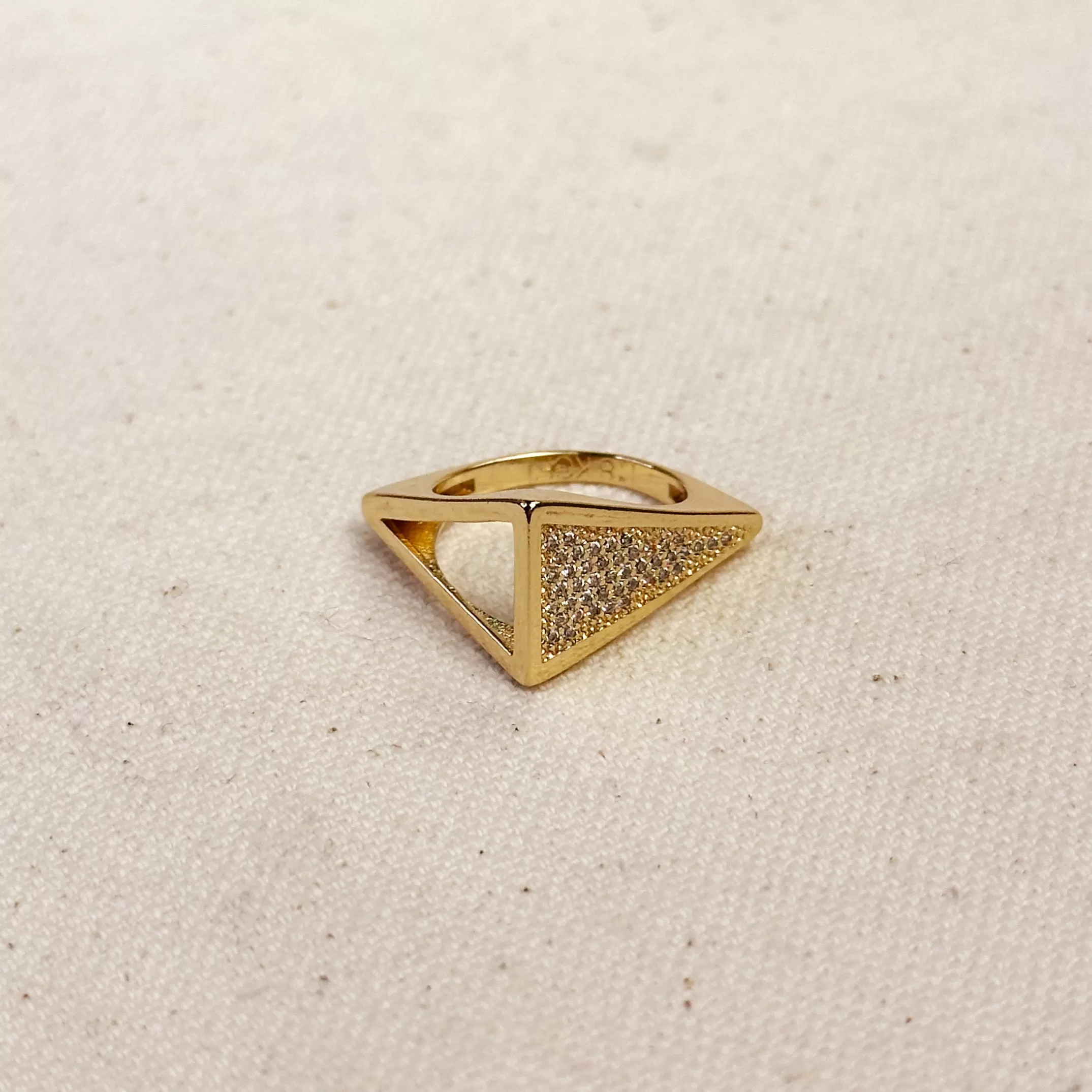 18k Gold Filled CZ Geometric Ring