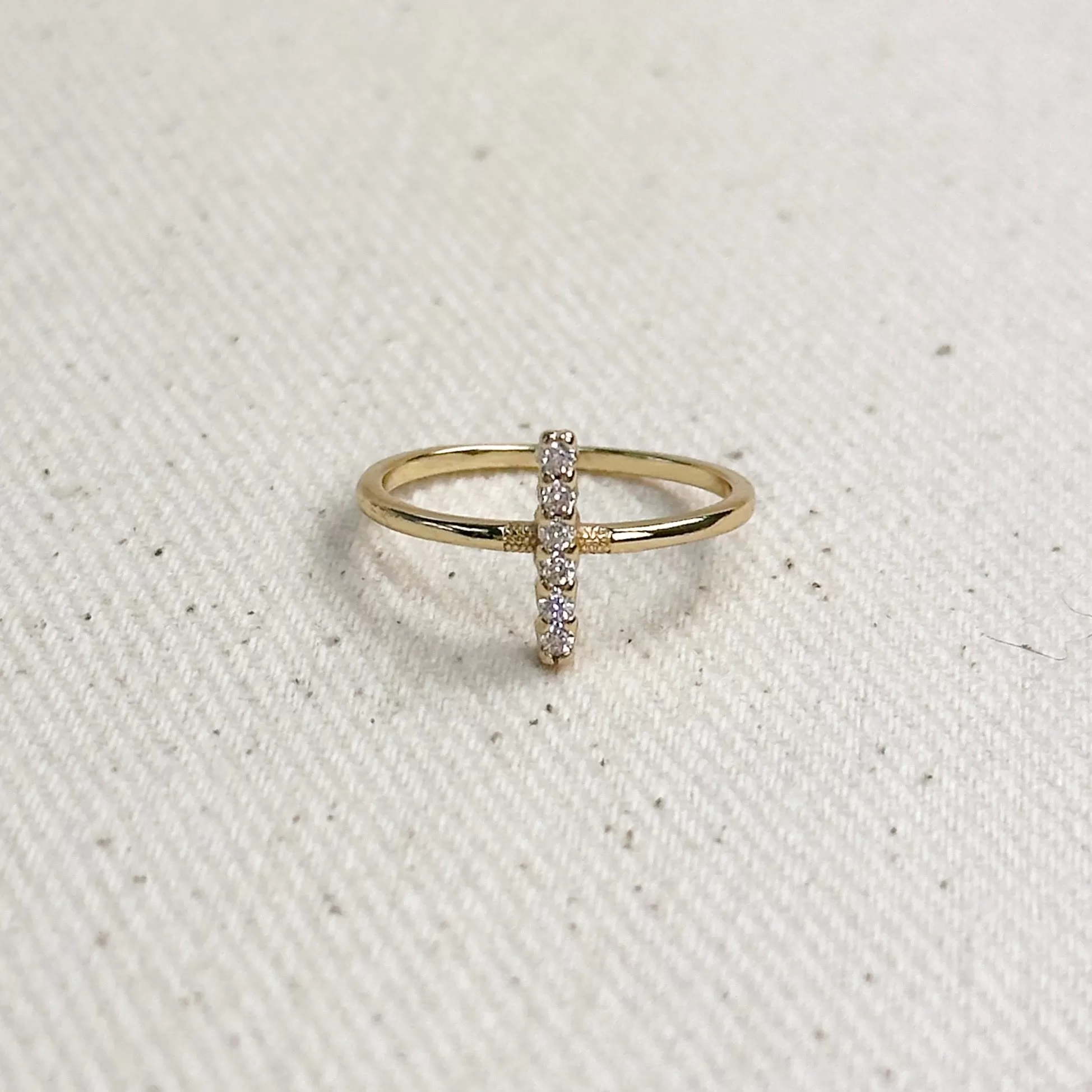 18k Gold Filled Mini Bar CZ Ring