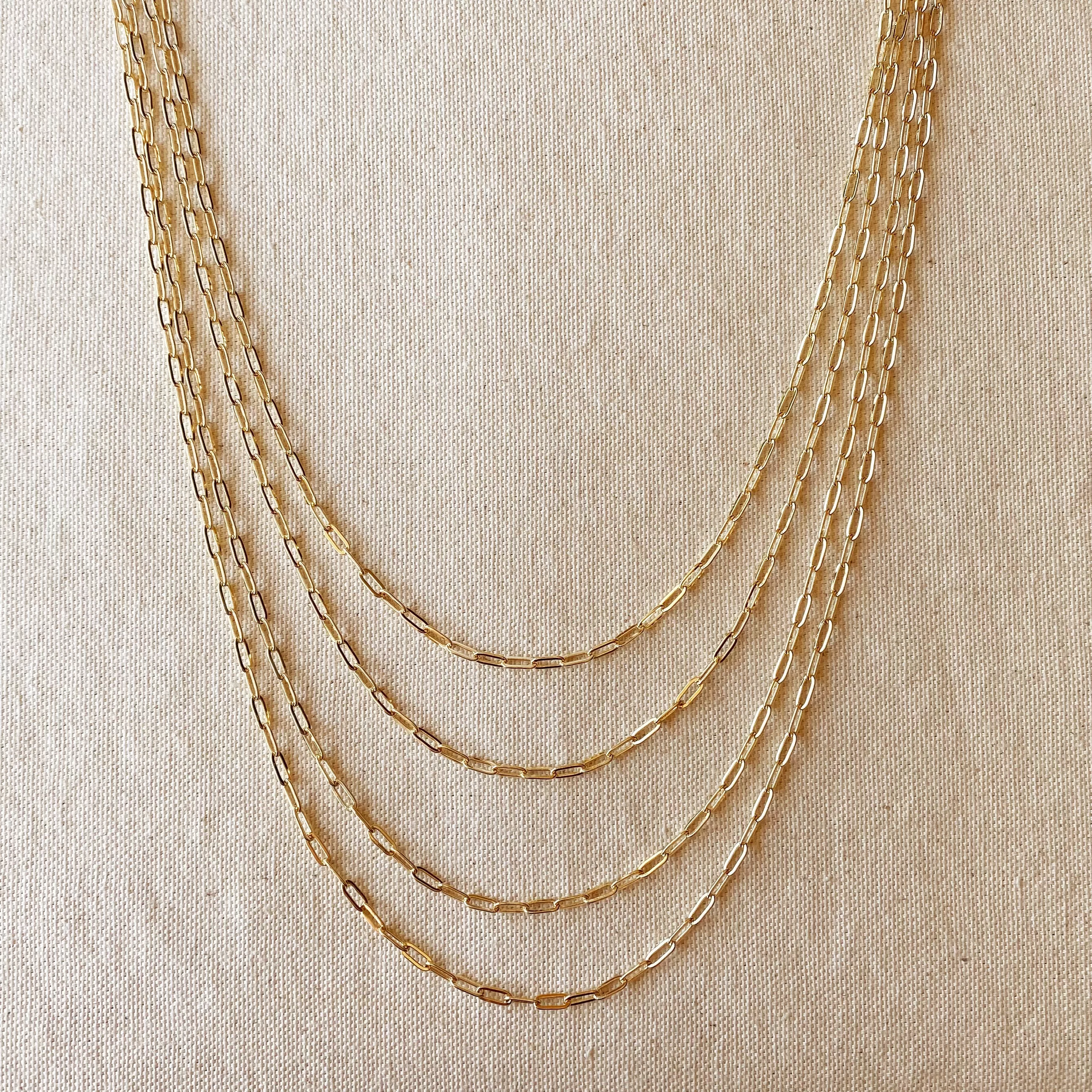 18k Gold Filled Short Link Paperclip Chain