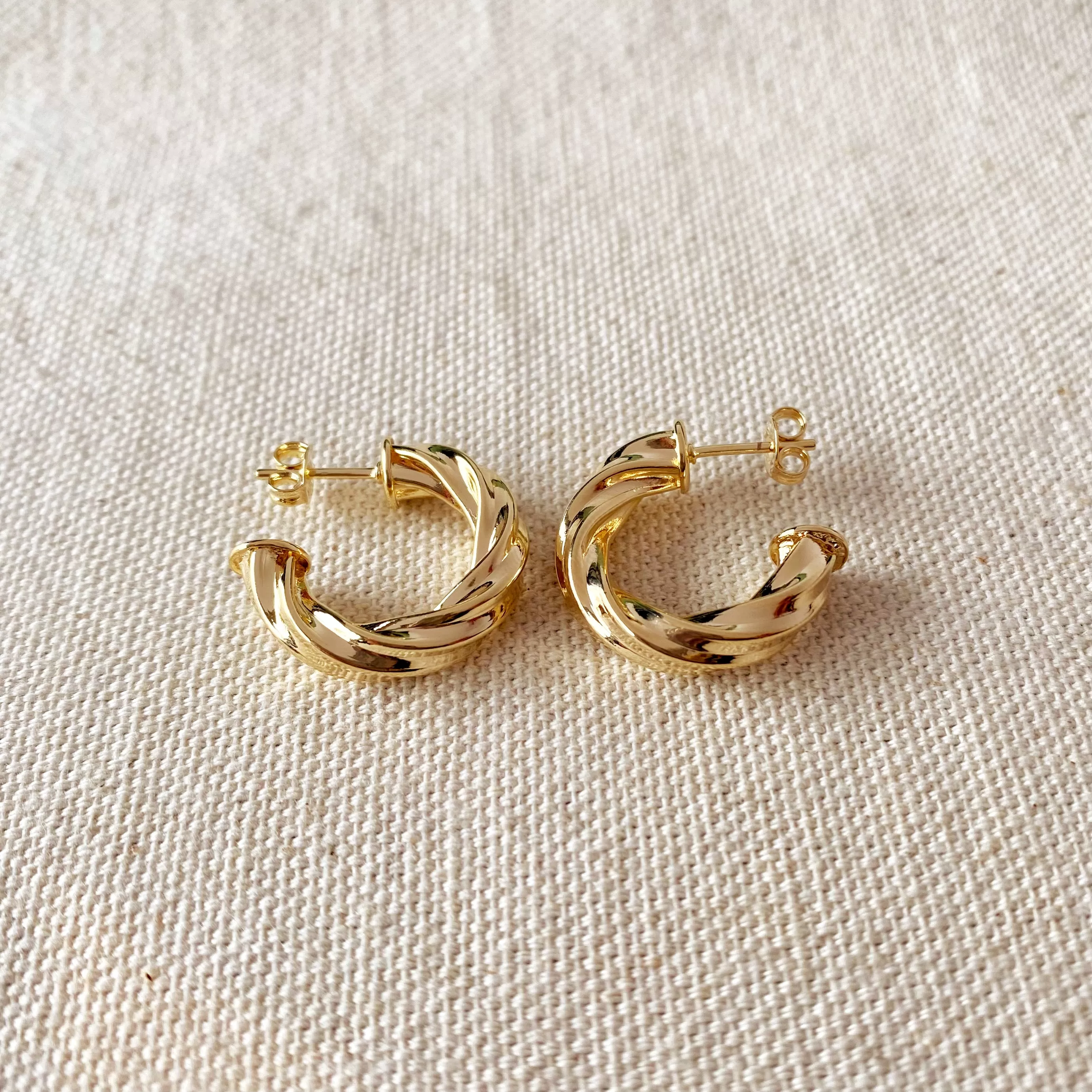 18k Gold Filled Twisted Half-Hoop Earrings