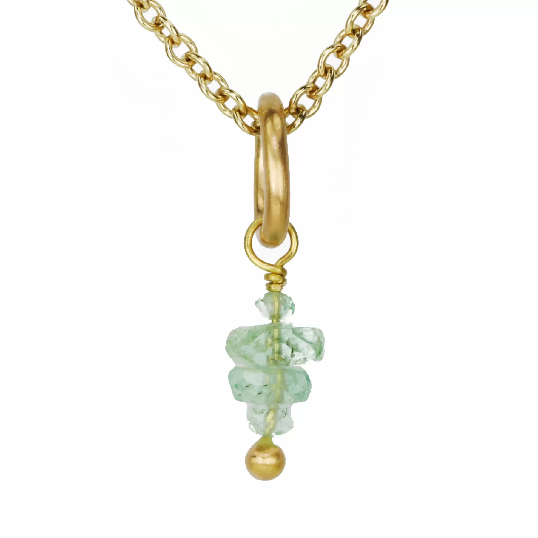 20K Gold Faceted Graduated Emerald Stick Pendant