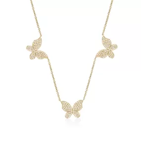 3 Pavé Butterfly Diamond Necklace