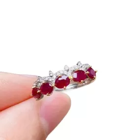 5 Pieces Natural Ruby 925 Sterling Silver Ring