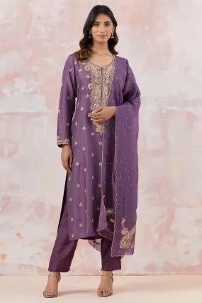 50Z871-RO Purple Suit Set With Gotta Pati Work