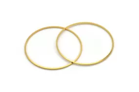 52mm Circle Connectors, 4 Gold Plated Brass Circle Connectors (52x1x1mm) A4075