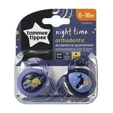 6-18M Soother Night Time 2-PK With Case Tommee Tippee 433374