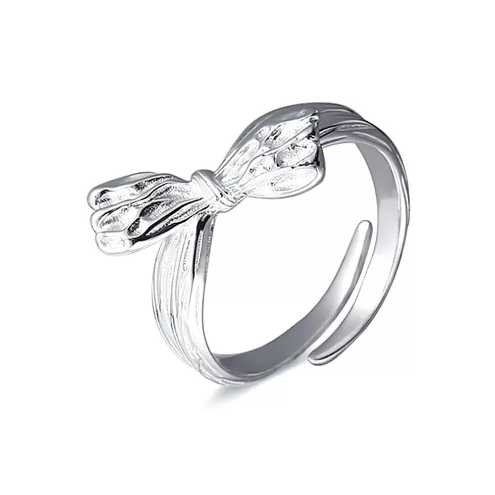 925 Sterling Silver Pleated Ribbon Plain Ring