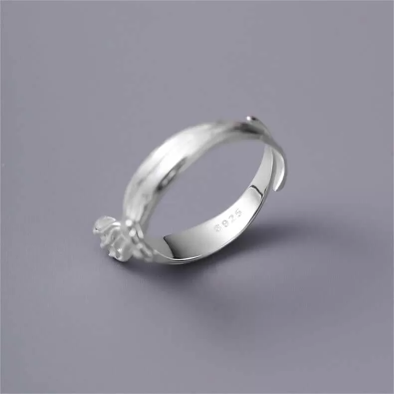 925 Sterling Silver Pleated Ribbon Plain Ring