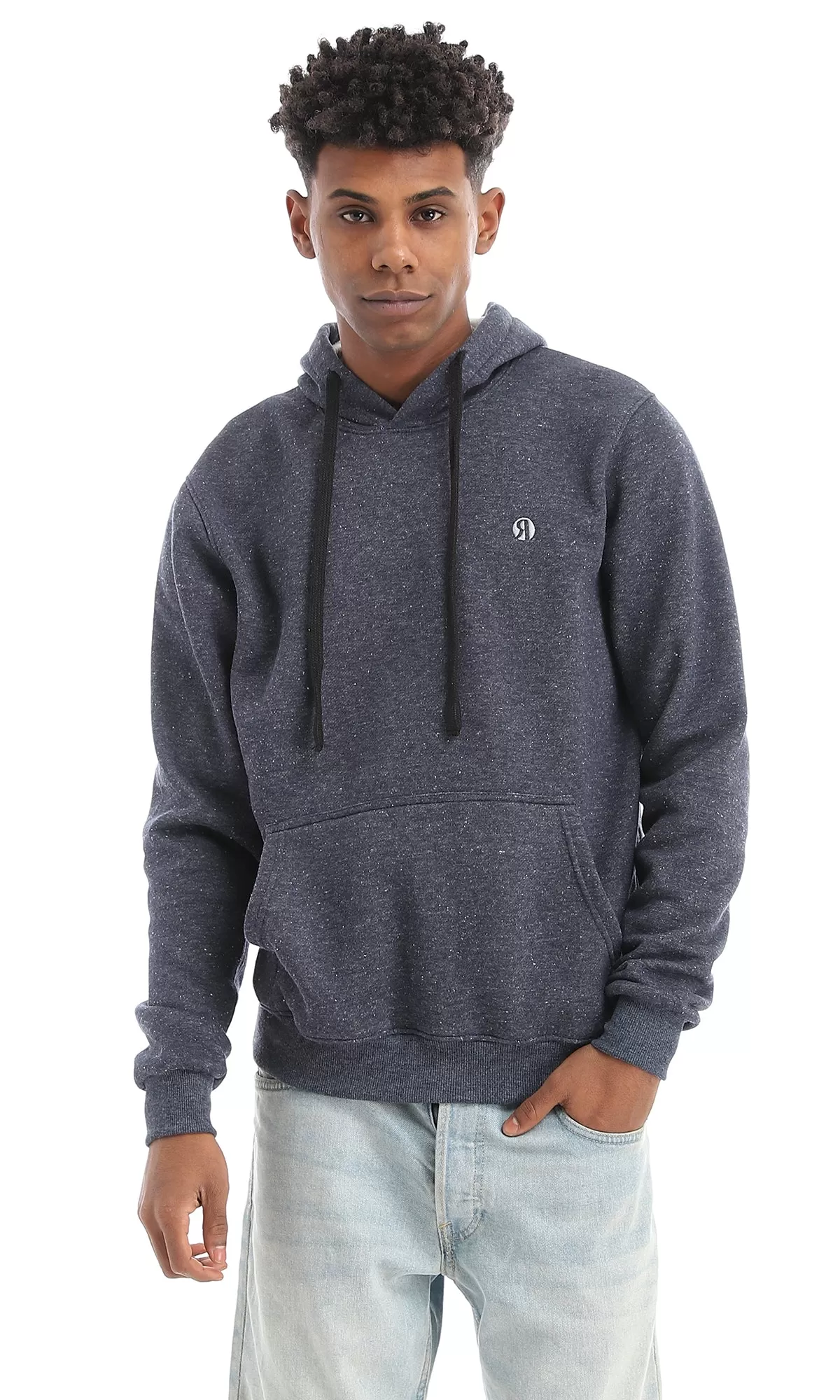 96048 Kanagaroo Pocket Slip On Heather Navy Blue Hoodie