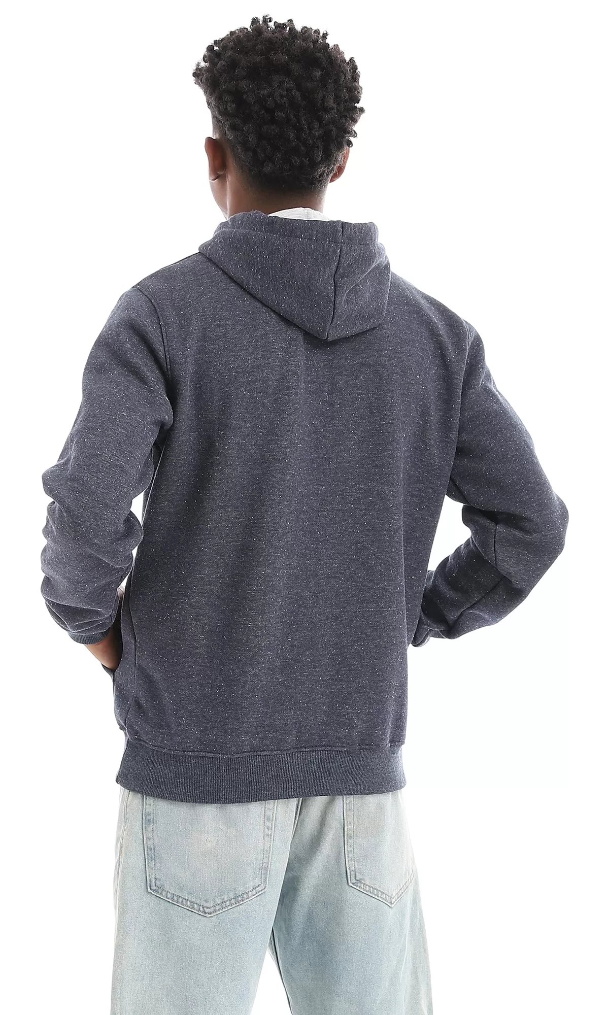 96048 Kanagaroo Pocket Slip On Heather Navy Blue Hoodie