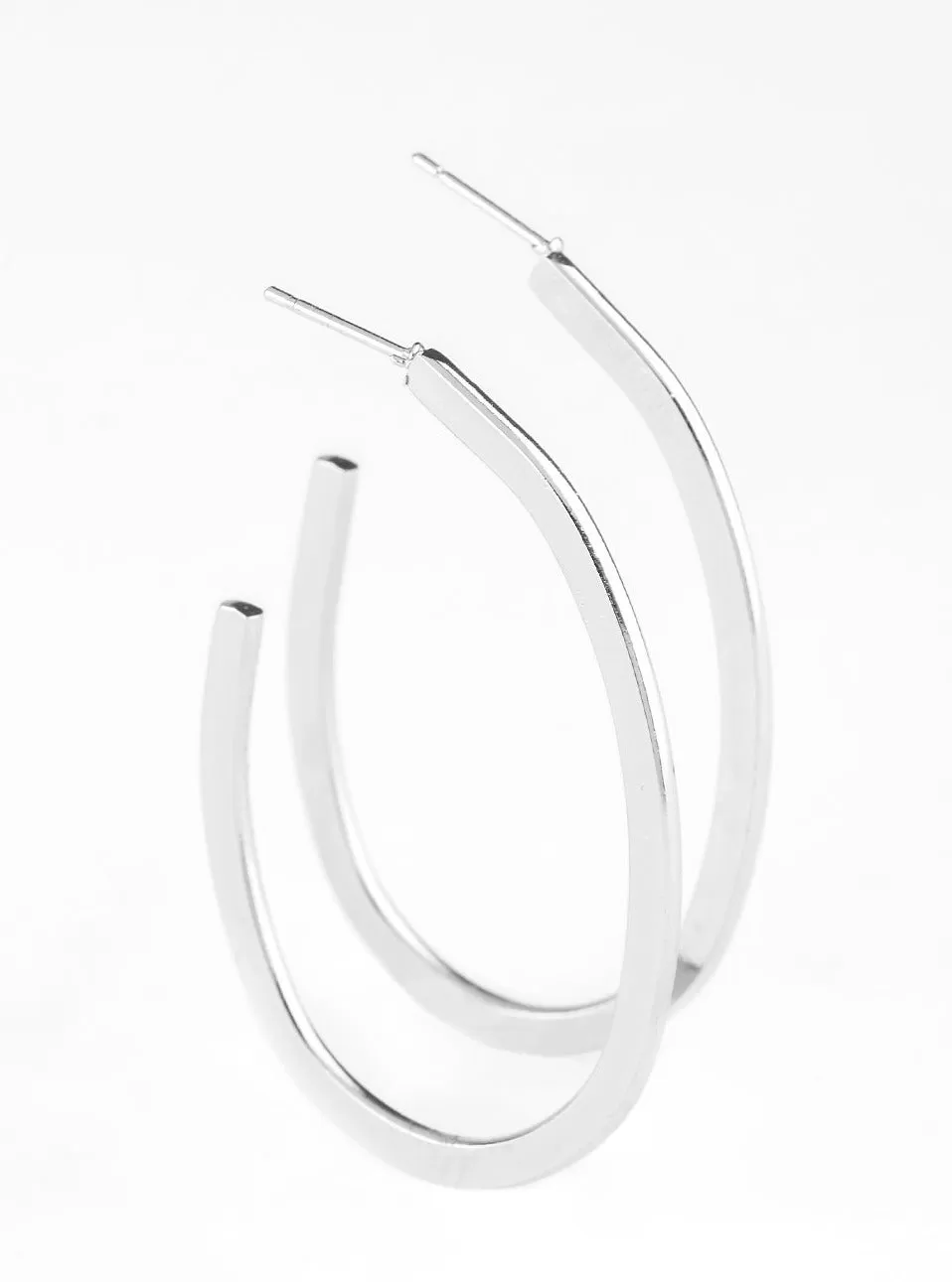 Above The Curve Silver Earrings