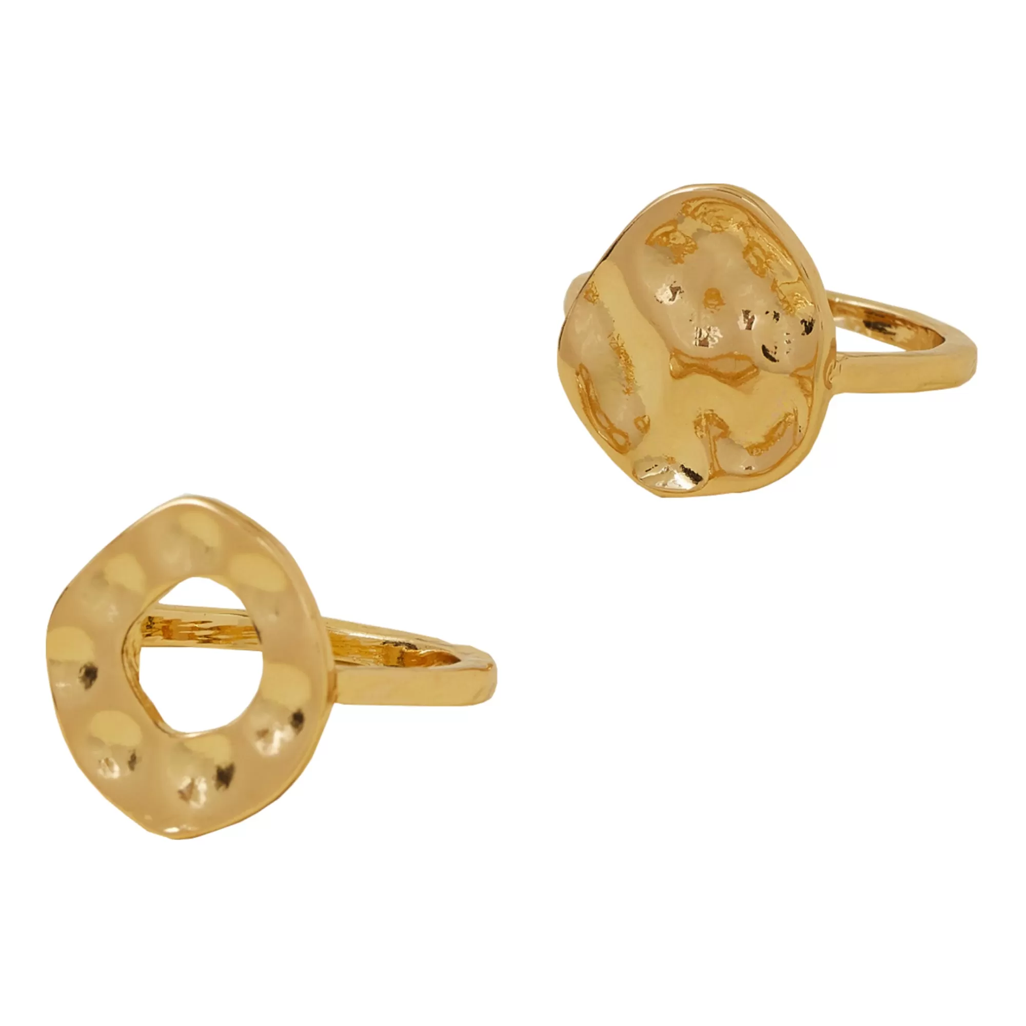 Accessorize London Women's Gold Organic Molten Rings  Pack Of 2-Large