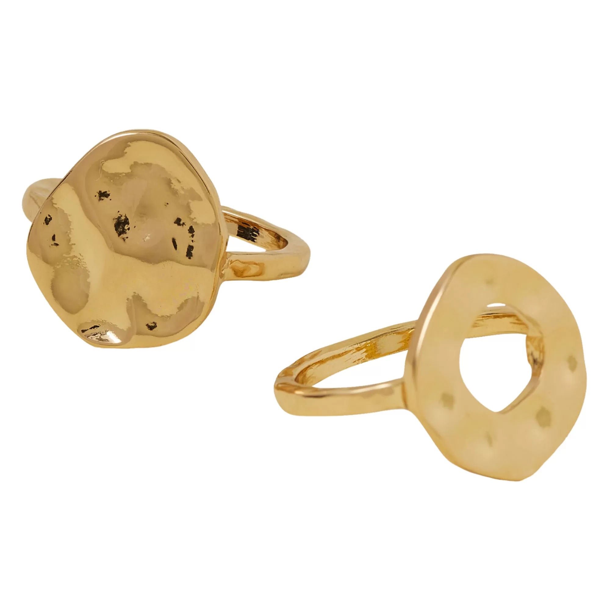 Accessorize London Women's Gold Organic Molten Rings  Pack Of 2-Large