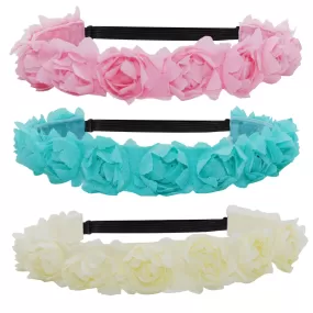 Adjustable No Slip Floral Headbands - 3 Pack