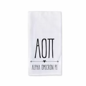 Alpha Omicron Pi Sorority Kitchen Towel with Boho Design