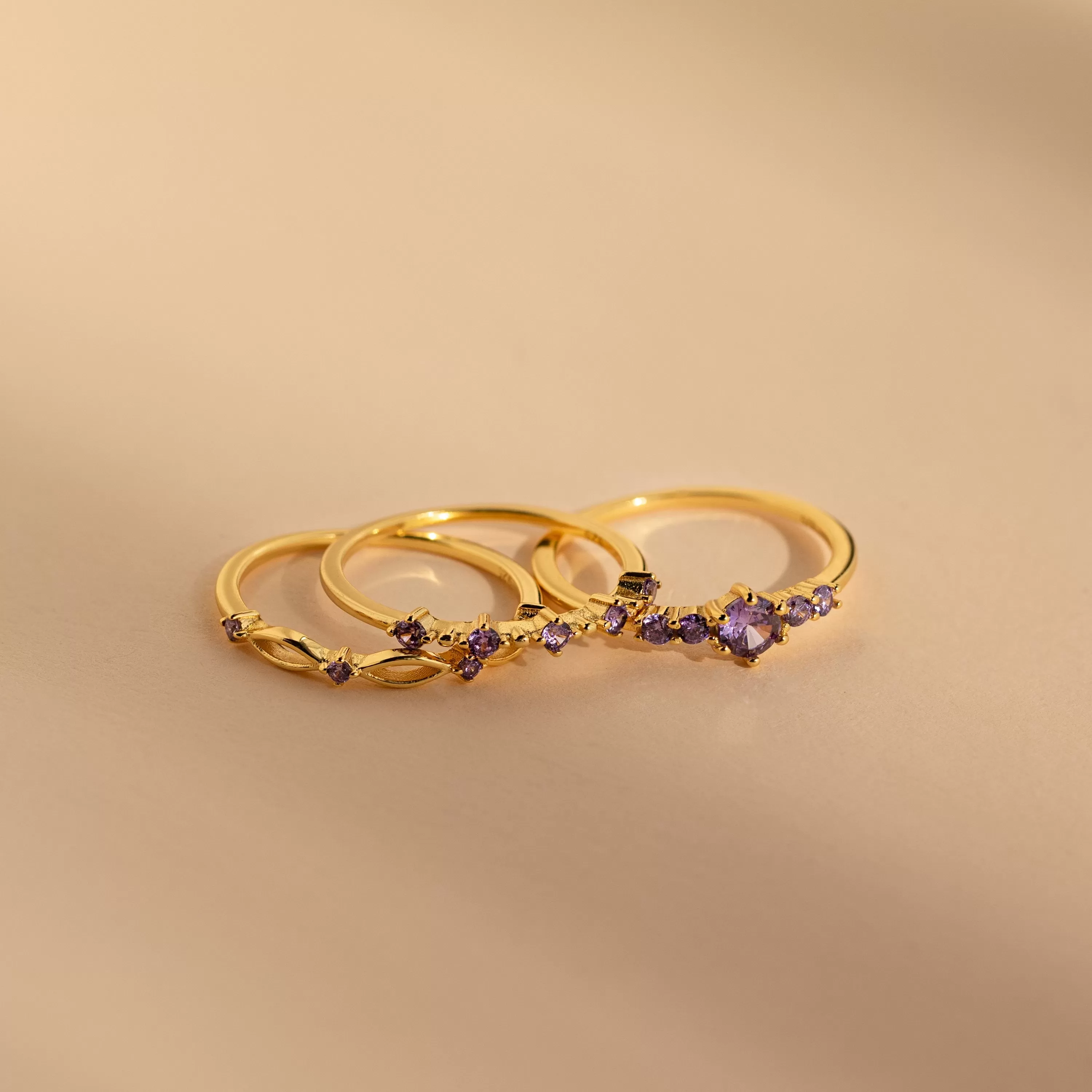 Amethyst Stacking Ring Set