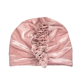 ArchNOllie Velvet Ruffle Turban - Ballet Pink