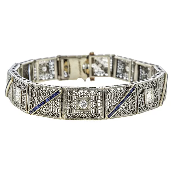 Art Deco Diamond & Sapphire Bracelet