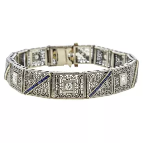 Art Deco Diamond & Sapphire Bracelet