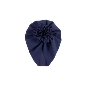 Baby Bobble Knot Turban in Navy