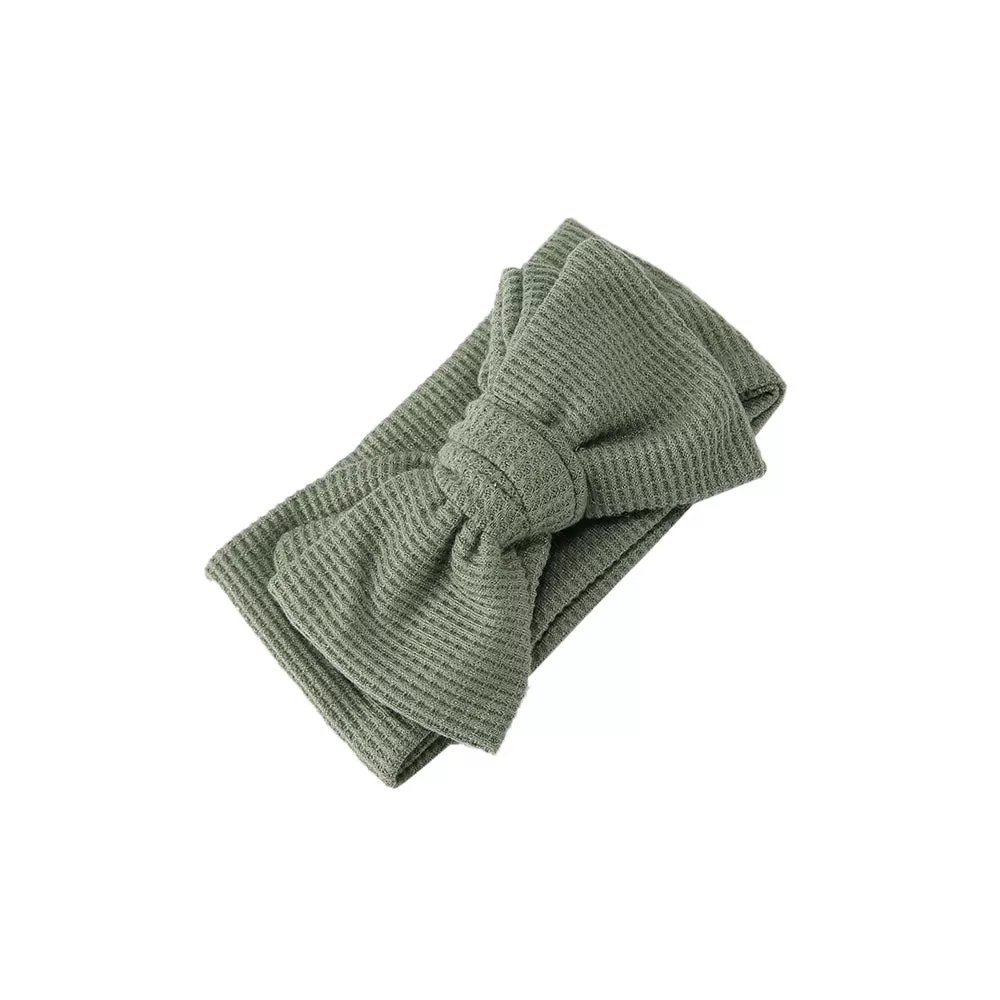 Baby Girl Large Waffle Topknot Headband Headwrap — Sage