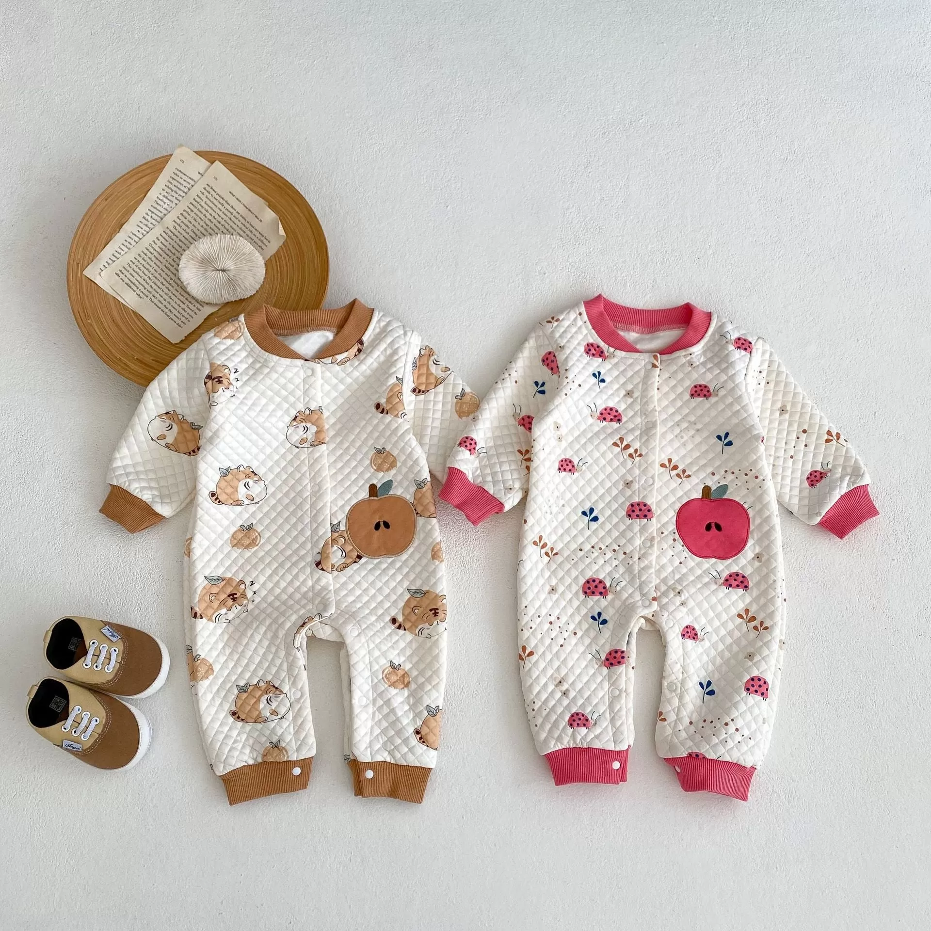 Baby Girls Fruit Cartoon Print Jumpsuits Wholesale 24011168