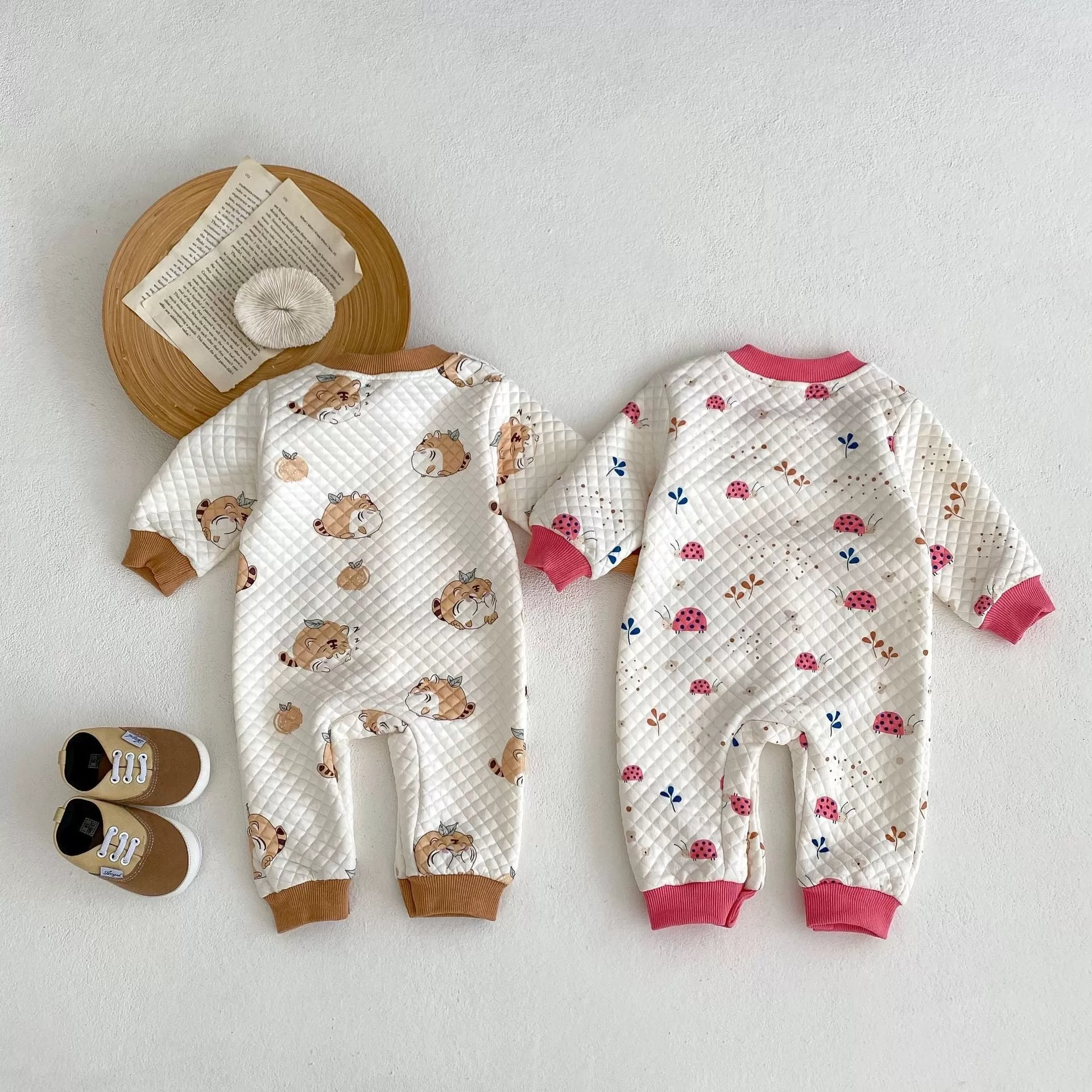 Baby Girls Fruit Cartoon Print Jumpsuits Wholesale 24011168