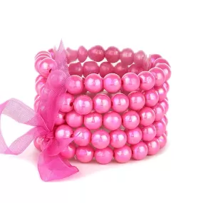 Barbie Theme Pearl Finish Bead Stretch Bracelet Set