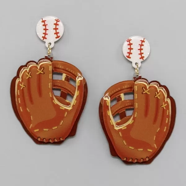 Baseball Acetate Drop Earrings