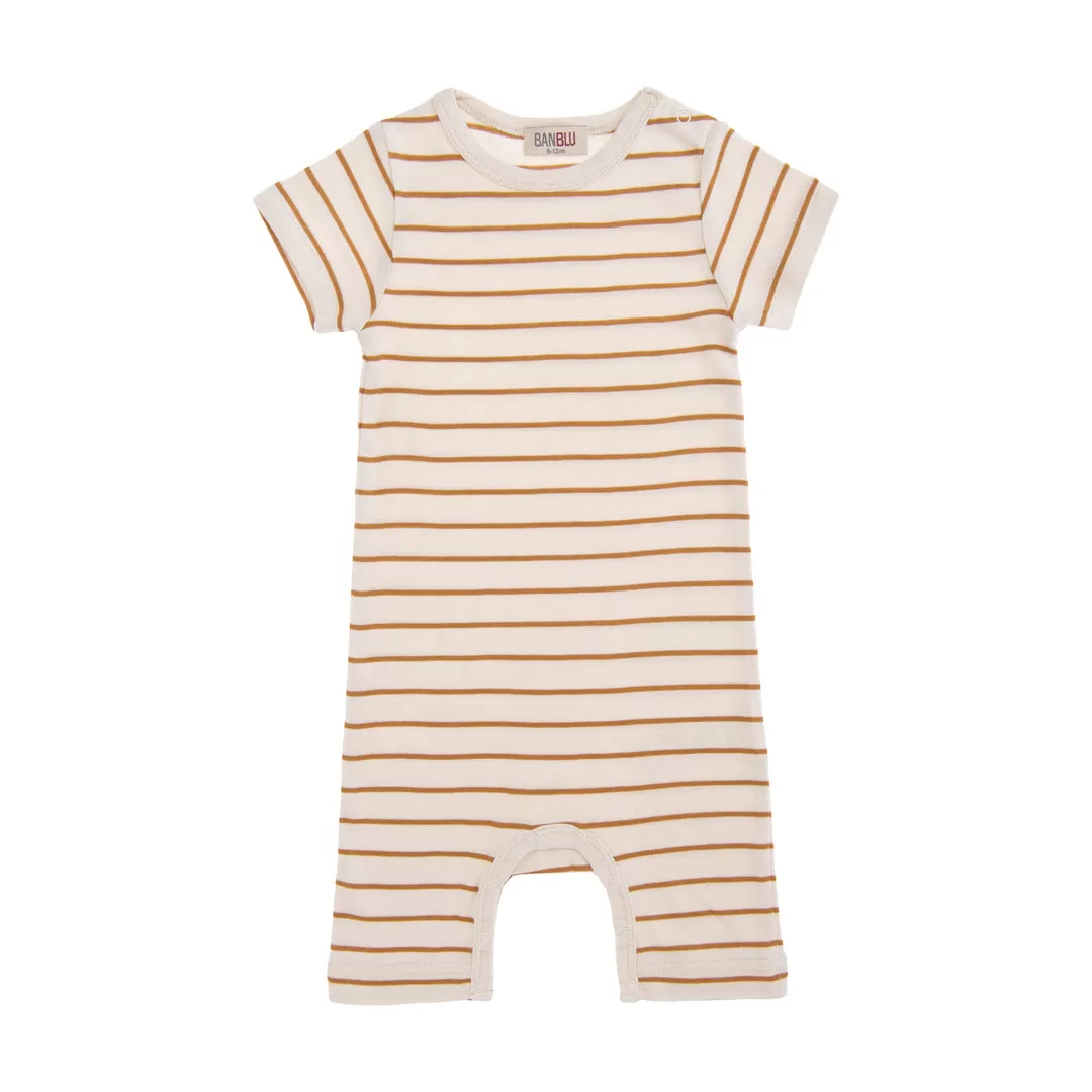 Beige Striped Modal Bodysuit