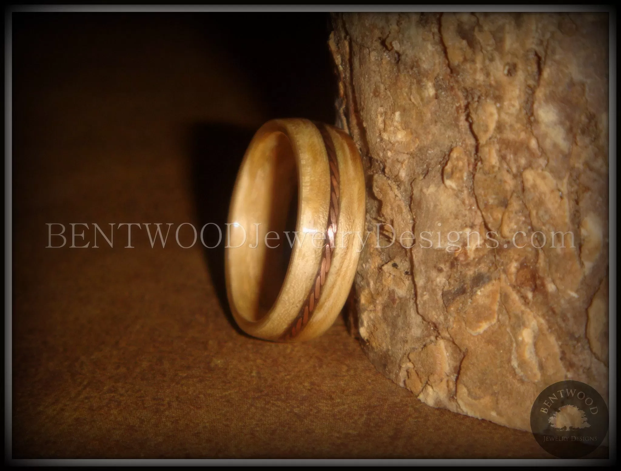 Bentwood Ring - Sacrifice Bethlehem Olive Wood Ring with Twisted Copper Inlay