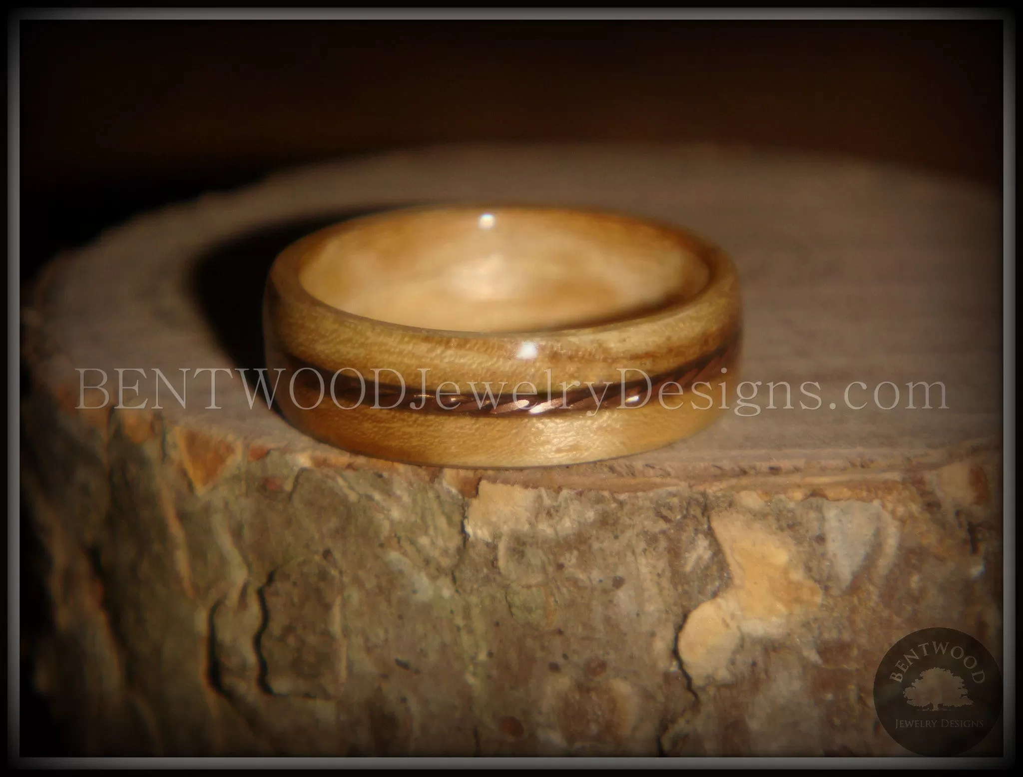 Bentwood Ring - Sacrifice Bethlehem Olive Wood Ring with Twisted Copper Inlay