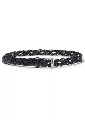 Black Braided Leather Belt