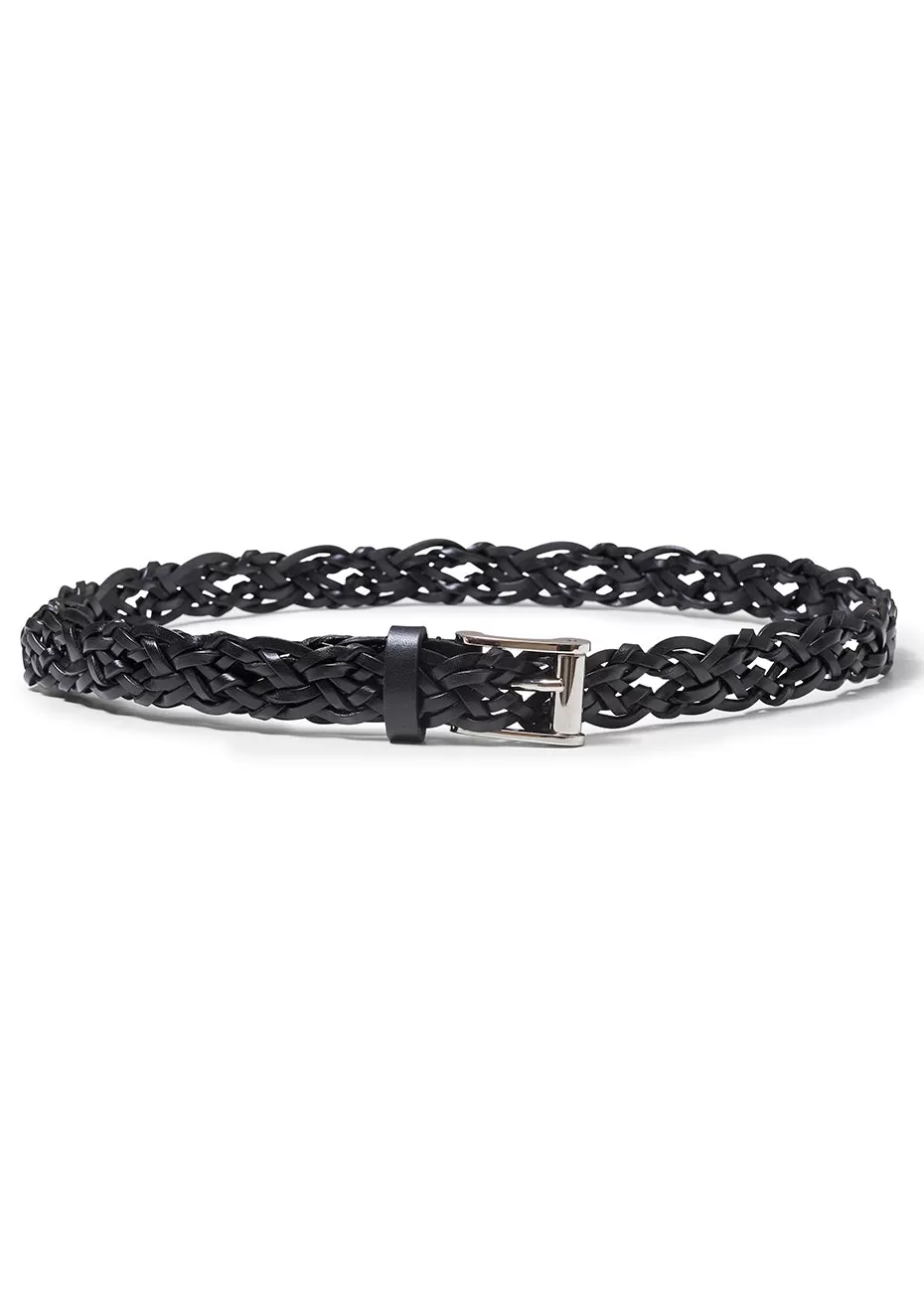 Black Braided Leather Belt