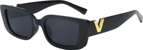 Black / Gold V Logo Sunglasses